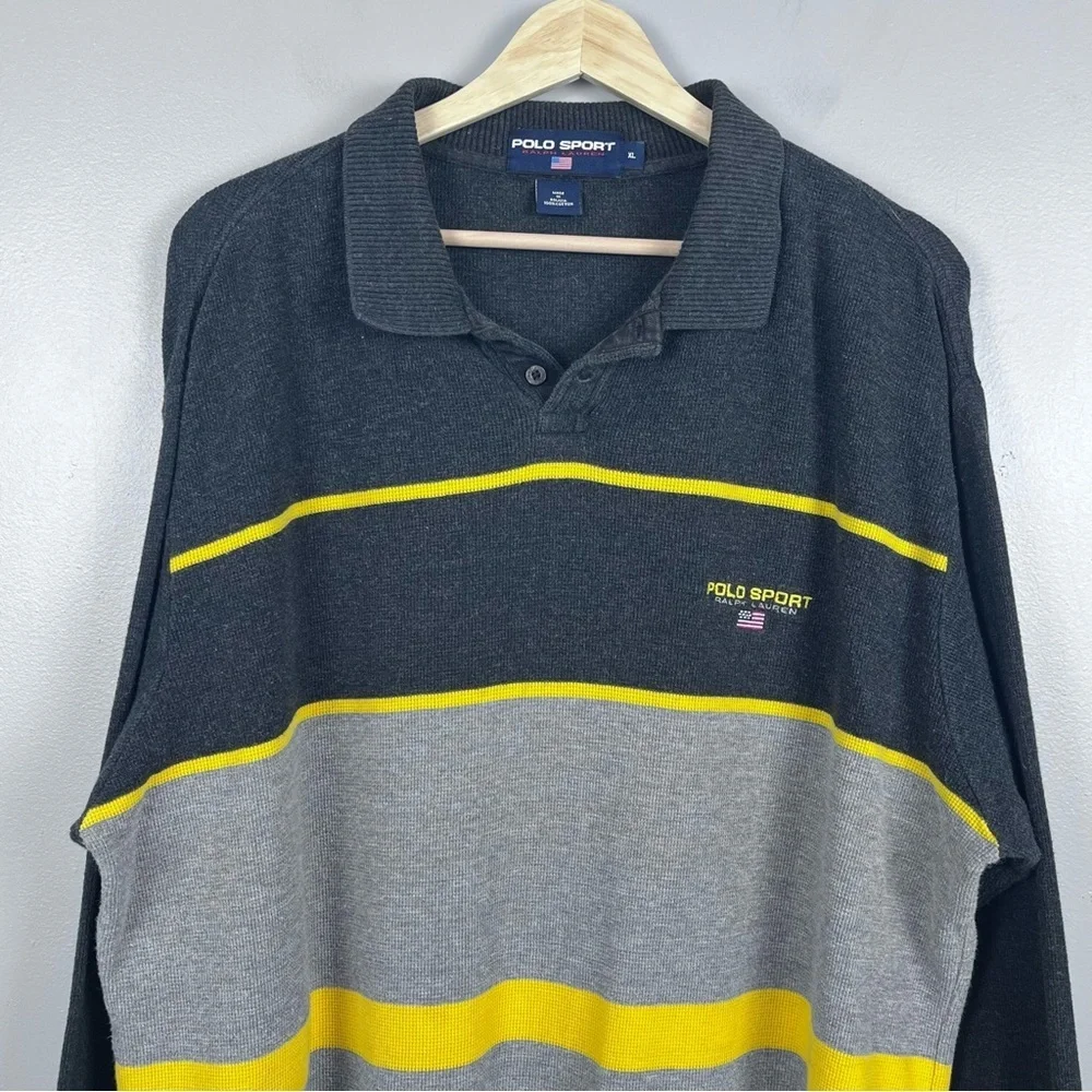 Polo Sport Ralph Lauren Men's Cotton Long Sleeve Striped Rugby Shirt Size XL